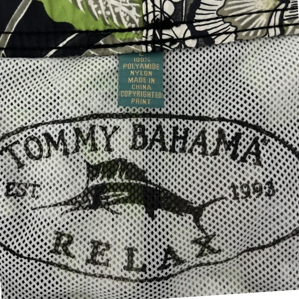 Tommy Bahama Relax Mens XL Swim Trunks Black Lime Green Tropical‎ Floral Shorts